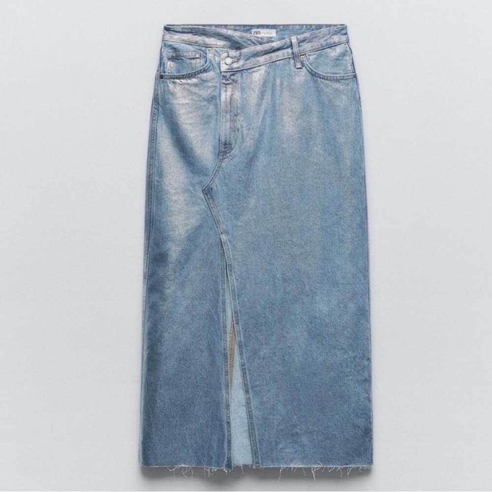 Zara Silver Denim Skirt